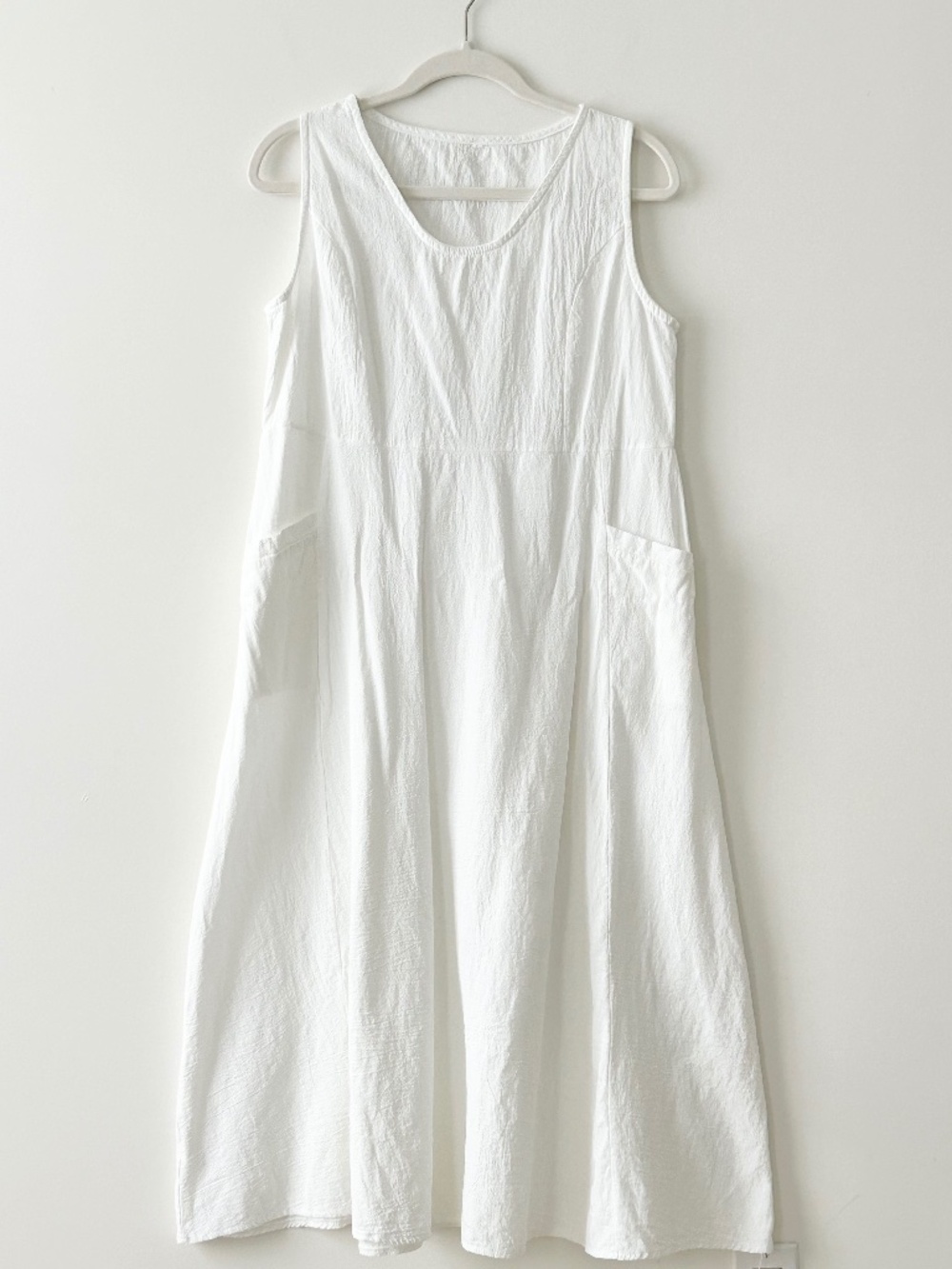 100% Cotton White Midi Dress